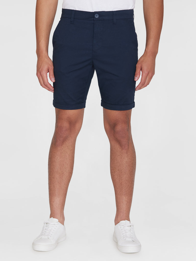 KnowledgeCotton Apparel - MEN CHUCK regular chino poplin shorts Shorts 1001 Total Eclipse