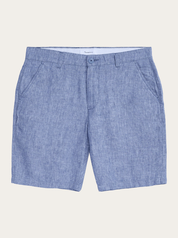 KnowledgeCotton Apparel - MEN CHUCK regular linen shorts - GOTS/Vegan Shorts 1432 Moonlight Blue