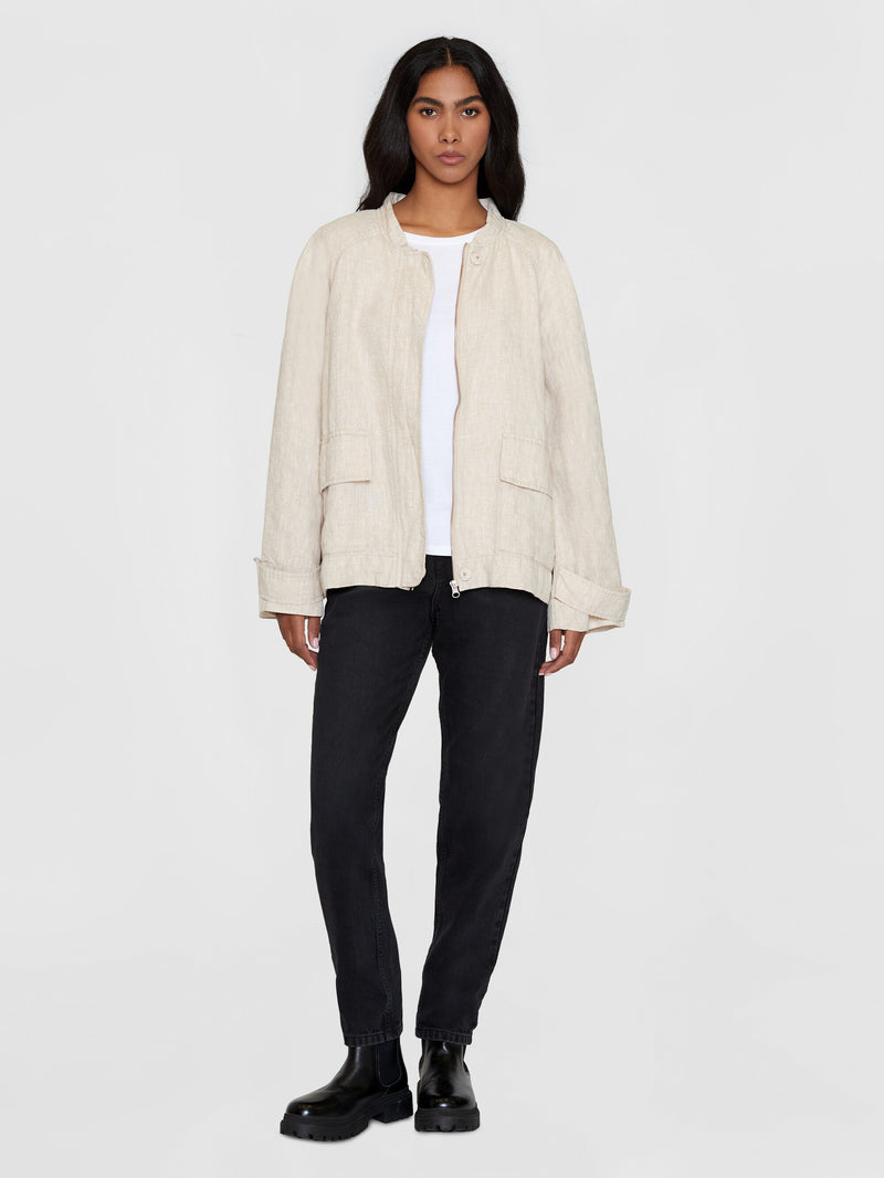 KnowledgeCotton Apparel - WMN Linen bomber jacket - GOTS/Vegan Jackets 1228 Light feather gray