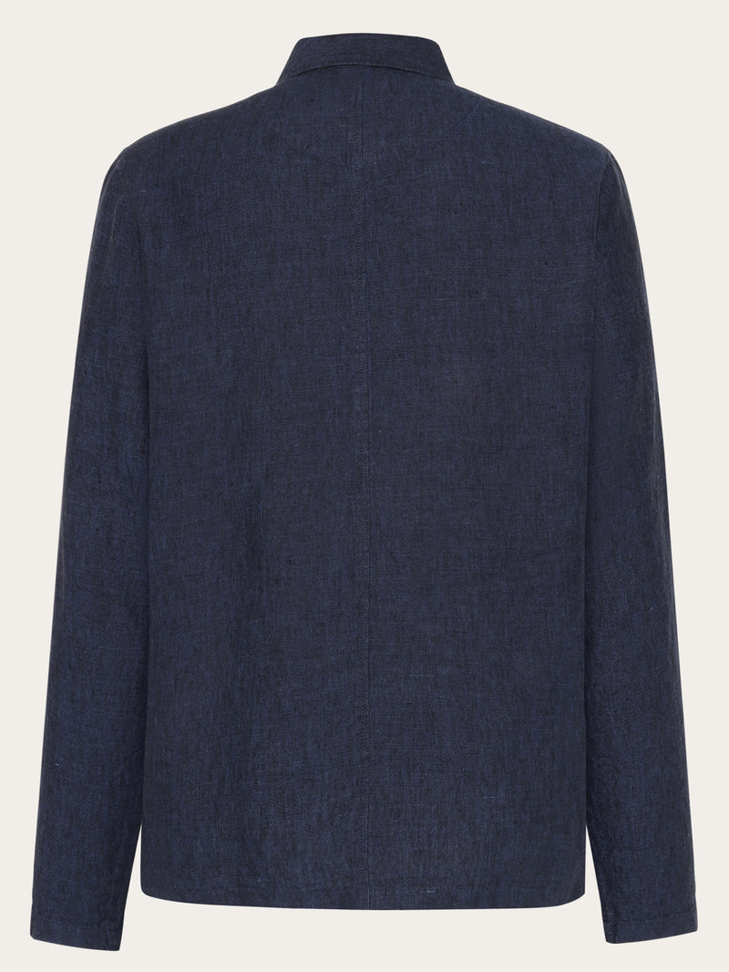 KnowledgeCotton Apparel - MEN Linen overshirt Overshirts 1450 Yarndyed - Total Eclipse