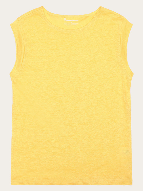 KnowledgeCotton Apparel - WMN Loose fold up linen t-shirt T-shirts 1482 Yarrow