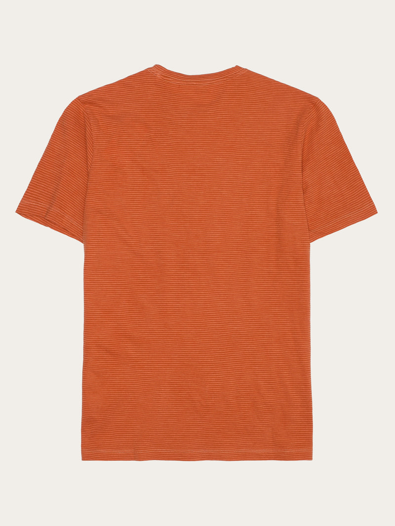 KnowledgeCotton Apparel - MEN Narrow striped slub t-shirt T-shirts 8025 Red Stripe