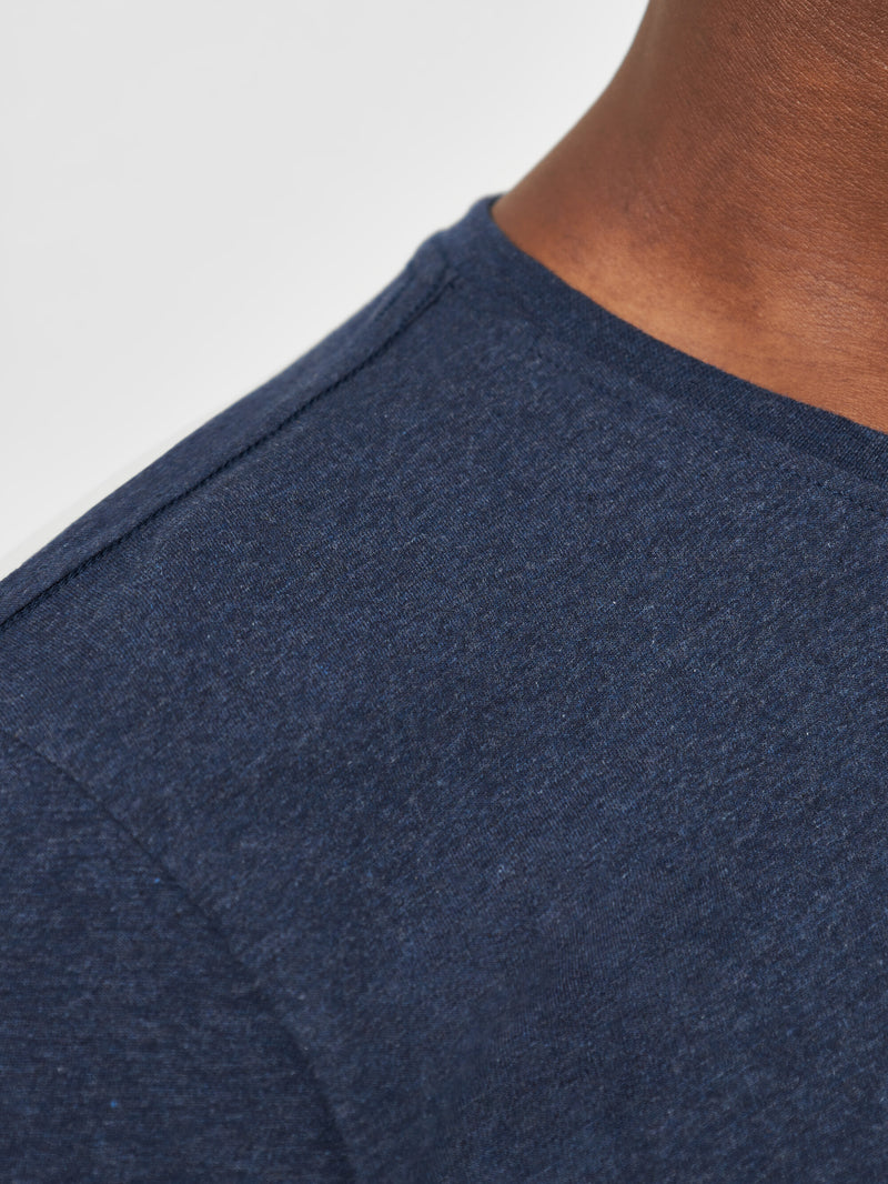 KnowledgeCotton Apparel - MEN Regular fit Basic tee T-shirts 1257 Insigna Blue melange