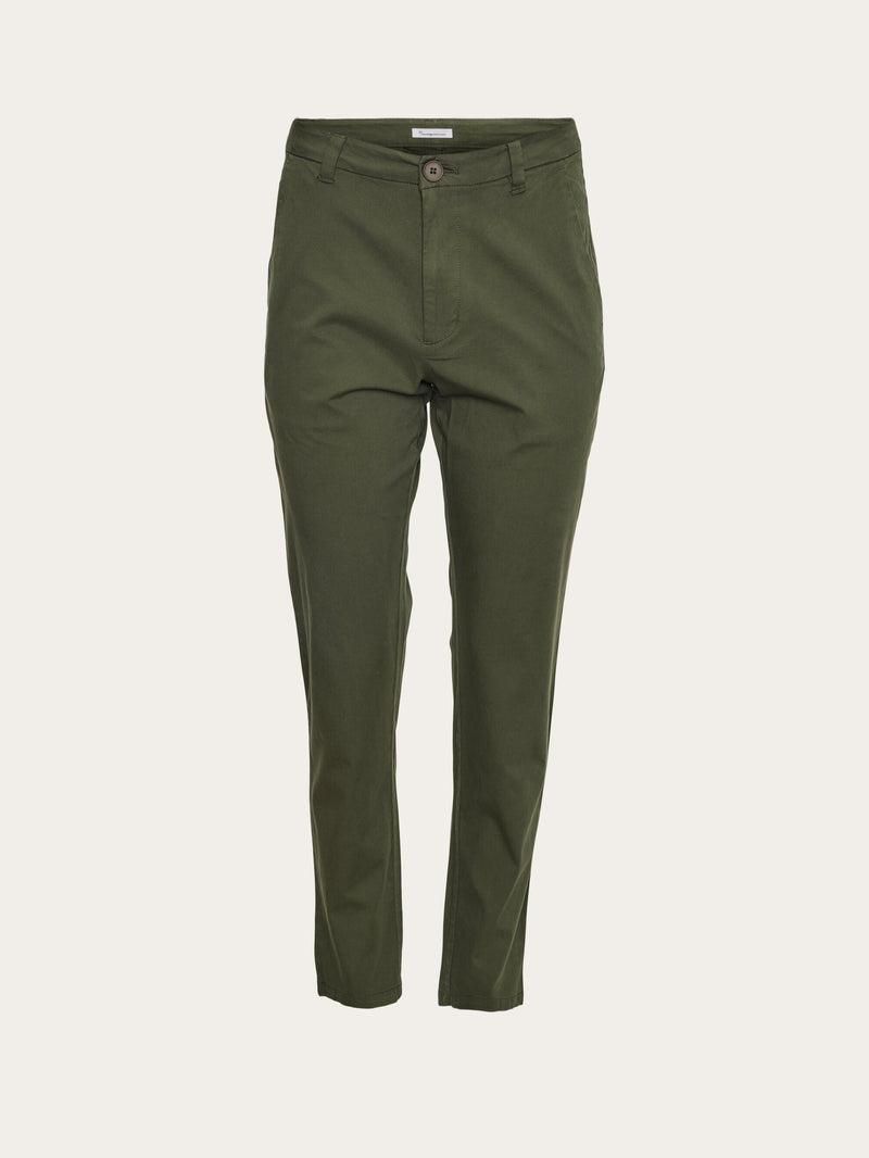 KnowledgeCotton Apparel - WMN WILLOW regular cropped poplin chino Pants 1090 Forrest Night